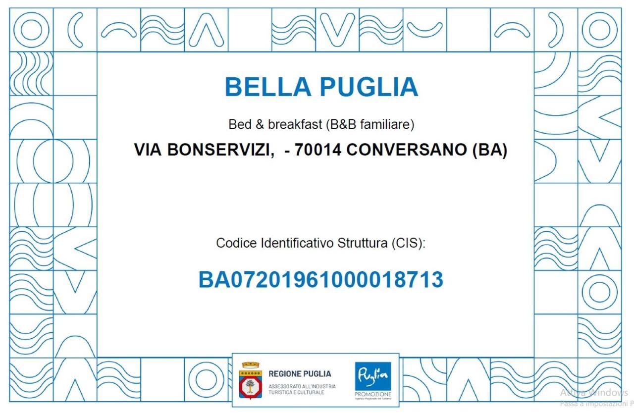 Bed and Breakfast Bella Puglia Конверсано Экстерьер фото